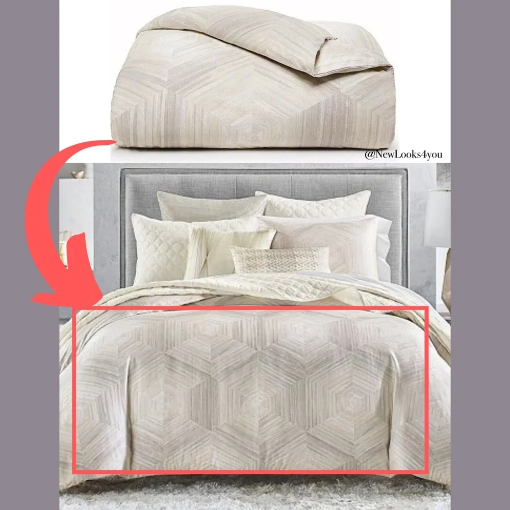 NIB $300 Hotel Collection Luster Geo Duvet Comforter Cover [ Full/ Queen ] #D285